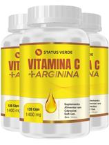 3 Potes Vitamina C + Arginina Concentrado Kit 360 Cáps