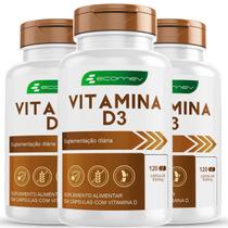 3 Potes Vitamina D3 2.000UI Alta Concentração 120 Cápsulas Ecomev (Kit 6 Meses)