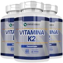 3 Potes Vitamina K2 Pura Kit 180 Cáps - Status Verde