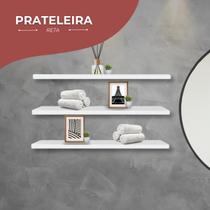 3 Prateleiras 60x20 Mdf Branco e Kit Instalação Livros 60cm