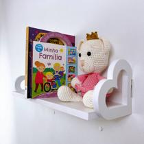 3 Prateleiras coloridas decoração infantil coração 45x15cm