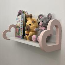 3 Prateleiras coração colorida quarto decoração infantil 60