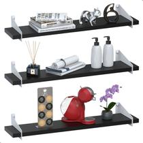 3 Prateleiras De Madeira Estilo Industrial Suspensa Max50b