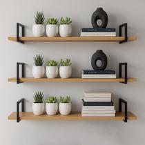 3 Prateleiras Mdf 30x100cm C Suporte Industrial
