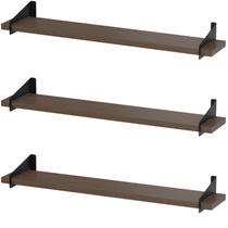 3 Prateleiras Suspensa Estilo Industrial Madeira 50cm FS PM