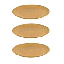 3 Prato Refeição Sustentável Redondo Durável 24cm Marrom Cla