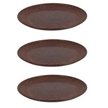 3 Prato Refeição Sustentável Redondo Durável 24cm Marrom Esc