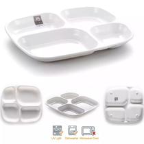 3 Pratos Bandeja Melamina Premium 4 Divisórias Petisco Hotel