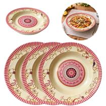 3 Pratos Fundo Melamina Decorada 23cm Premium Resistente 3 Pratos Fundo Melamina Decorada 23cm Premium Resistente