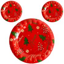 3 Pratos Redondo Figuras Natalinas 20cm