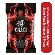 3 Preservativos Olla Morango Sabor Para Estimular O Prazer 3 Preservativos Olla Morango Sabor Para Estimular O Prazer