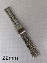 3 Pulseiras de Aço Prateada Terminal Reto 22mm