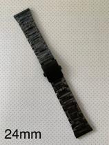 3 Pulseiras de Aço Preto Terminal Reto 24mm