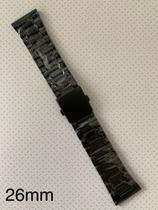 3 Pulseiras de Aço Preto Terminal Reto 26mm