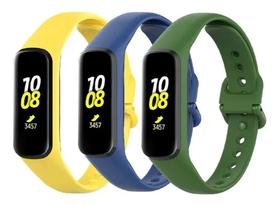 3 Pulseiras De Silicone Galaxy Fit 2 R220 - Amarelo / Azul Marinho / Verde Militar