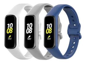 3 Pulseiras De Silicone Galaxy Fit 2 R220 - Branco / Azul Marinho / Cinza
