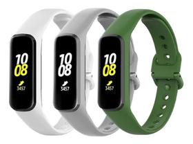 3 Pulseiras De Silicone Galaxy Fit 2 R220 - Branco / Cinza / Verde Militar - T-Shirck