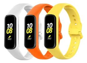 3 Pulseiras De Silicone Galaxy Fit 2 R220 - Branco / Laranja / Amarelo