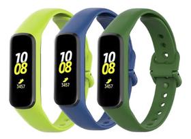 3 Pulseiras De Silicone Galaxy Fit 2 R220 - Verde Limão / Azul Marinho / Verde Militar