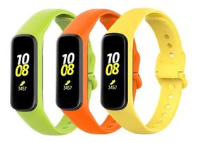 3 Pulseiras De Silicone Galaxy Fit 2 R220 - Verde limão / Laranja / Amarelo