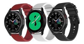 3 Pulseiras De Silicone Para Galaxy Watch4 Classic Active2 - Vermelho Bordô / Branco / Preto - T-Shirck