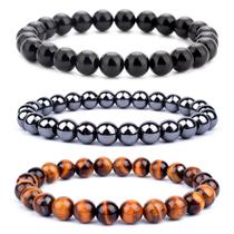 3 Pulseiras Hematita Olho De Tigre Onix Proteção Kit Pedras 3 Pulseiras Hematita Olho De Tigre Onix Proteção Kit Pedras