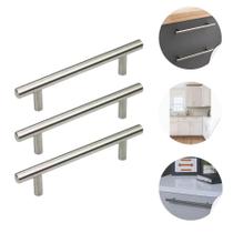 3 Puxador em Aço Inox 192mm Para Móveis Gaveta Porta Armário