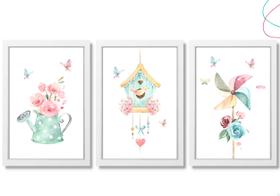 3 Quadrinhos Decorativos Infantil aquarela em cores 3 Quadrinhos Decorativos Infantil aquarela em cores