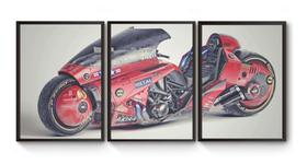 3 Quadros A3 Moto Kaneda Akira Poster Moldurado