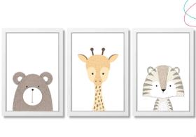 3 Quadros decoração animais escandinavos 33x43 com vidro 3 Quadros decoração animais escandinavos 33x43 com vidro