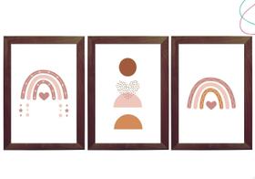 3 Quadros decoração arco-íris boho escandinavo 33x43 3 Quadros decoração arco-íris boho escandinavo 33x43
