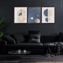 3 Quadros Decorativo Sala Abstrato Azul Claro 129x53cm 3 Quadros Decorativo Sala Abstrato Azul Claro 129x53cm