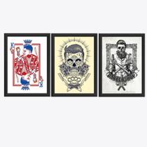 3 Quadros Decorativos Barbearia Barber Shop Arte Moldurada