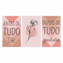 3 Quadros decorativos com frase religiosa para seu lar