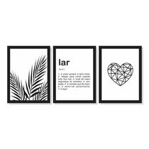 3 Quadros Decorativos Folhas Lar Coração Quarto Sala 25x35 3 Quadros Decorativos Folhas Lar Coração Quarto Sala 25x35