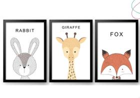 3 Quadros Decorativos Infantil Animais Escandinavos 3 Quadros Decorativos Infantil Animais Escandinavos