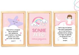 3 Quadros Decorativos Infantis Estrela Arco-íris Santo Anjo 3 Quadros Decorativos Infantis Estrela Arco-íris Santo Anjo