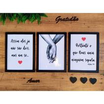 3 Quadros Decorativos Mãos dadas Quarto Casal Sala MDF 30x40