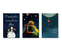 3 quadros decorativos o pequeno príncipe livro infantil