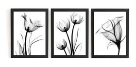 3 Quadros Decorativos Para Sala E Quarto Flores Opacas