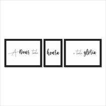 3 Quadros Decorativos Toda Honra e Gloria Deus Sala Quarto