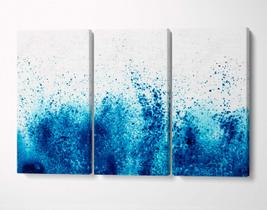 3 Quadros em Tecido Canvas Abstrato Explosão de Azul Arte