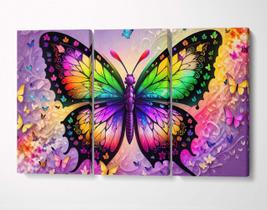 3 Quadros em Tecido Canvas Borboleta Asas Mariposa Colors 02 3 Quadros em Tecido Canvas Borboleta Asas Mariposa Colors 02