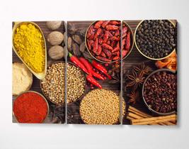 3 Quadros em Tecido Canvas Tempero Especiarias Cozinha 01