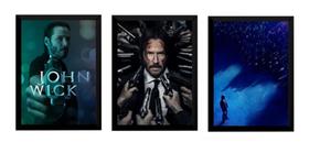 3 Quadros Filmes John Wick Arte Posters Moldurados