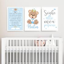 3 Quadros Infantil Ursinho Príncipe