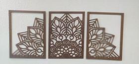 3 quadros mandala em mdf na cor preta