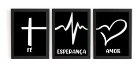 3 Quadros Mosaico Fé Esperança Amor Grandes