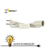 3 Rabicho Cordão de abajur com Soquete Liso E-27 Bivolt com Acabamentos Completo