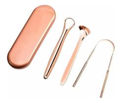 3 Raspador Língua C Estojo 100% Cobre Limpador Higienizador 3 Raspador Língua C Estojo 100% Cobre Limpador Higienizador